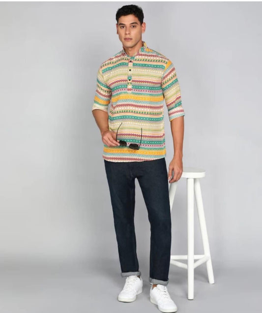 Men's Printed Spread Collar Casual Shirt Multicolor